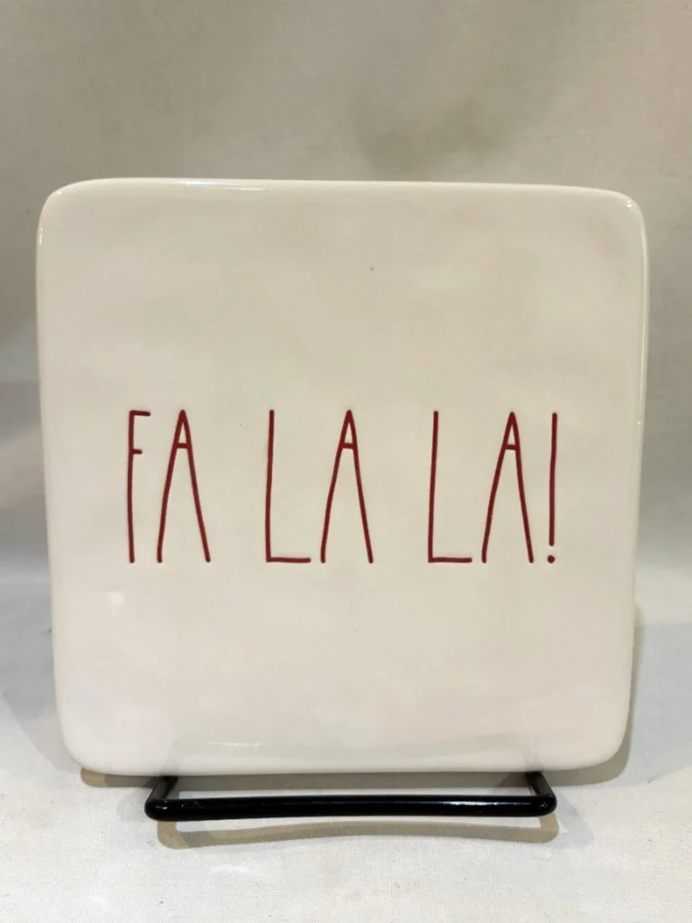 Rae Dunn Fa La La Christmas White Red Holiday Cheese Hot Trivet Plate Tray